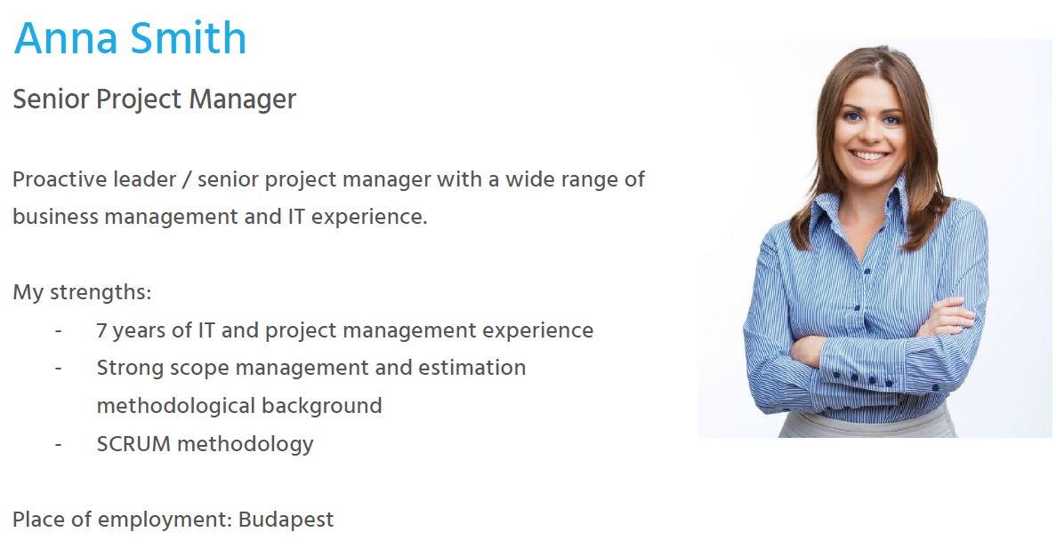 Resume sample - project manager - Bluebird