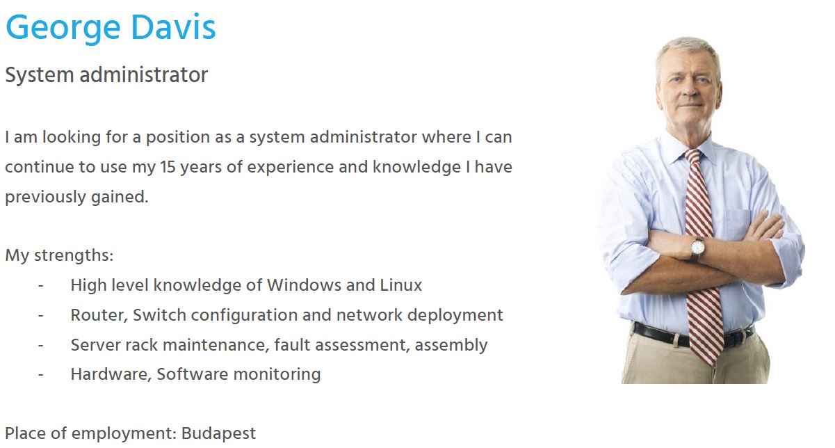 Resume sample - system administrator - Bluebird