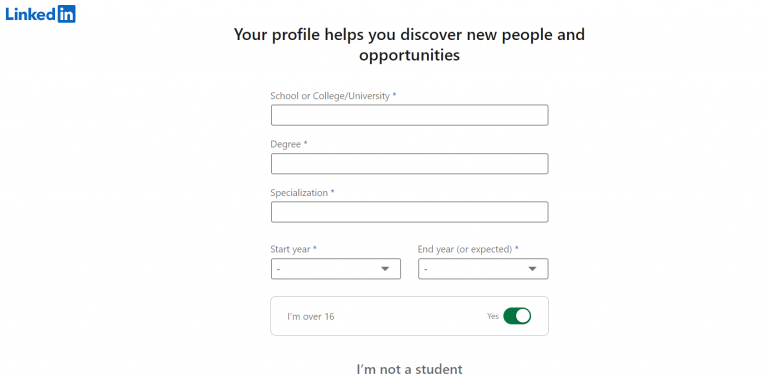 LinkedIn profile - school info